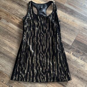 French kiss size M Black and Gold Sequin Dress